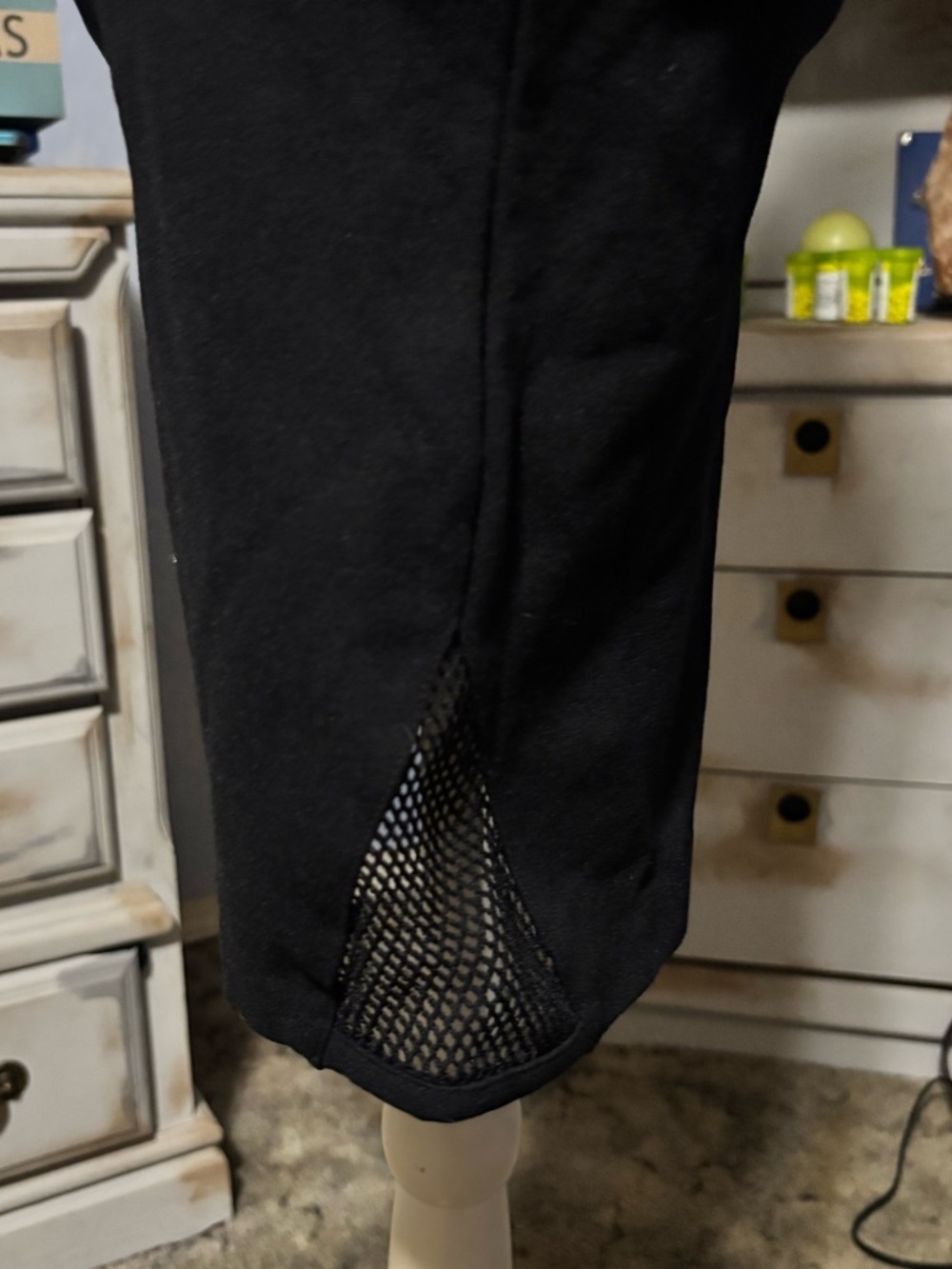 Guess Black Mesh Studded Bodycon Dress XS Sleeveless Sheer Panel - Picture 9 of 12